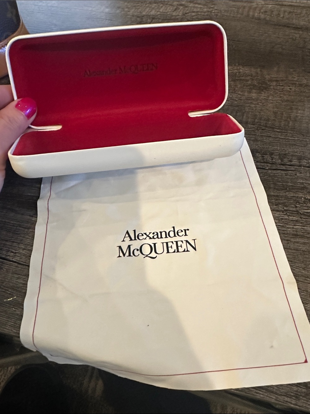Alexander McQueen Cream Sunglasses Case with Logo